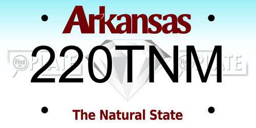220TNM Arkansas License Plate