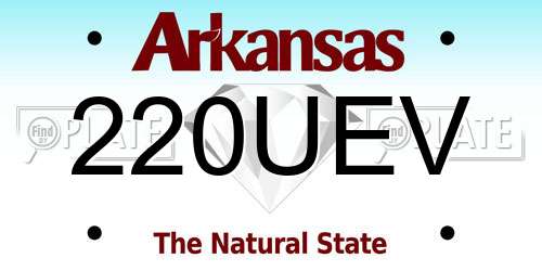 220UEV Arkansas License Plate