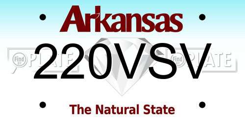 220VSV Arkansas License Plate