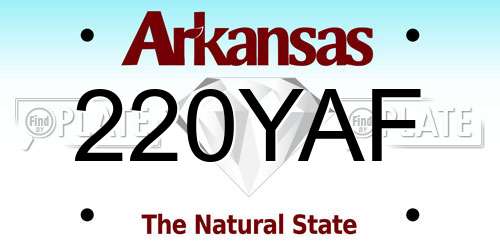 220YAF Arkansas License Plate