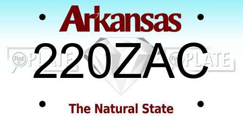220ZAC Arkansas License Plate