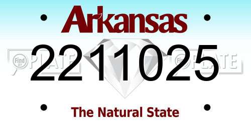 2211025 Arkansas License Plate