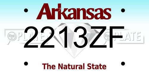 2213ZF Arkansas License Plate