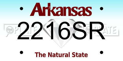 2216SR Arkansas License Plate