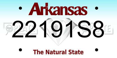 22191S8 Arkansas License Plate