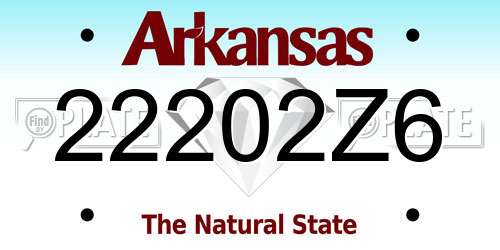22202Z6 Arkansas License Plate