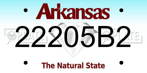 22205B2 Arkansas License Plate