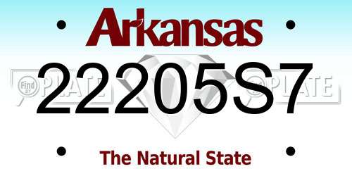 22205S7 Arkansas License Plate