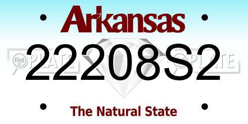 22208S2 Arkansas License Plate