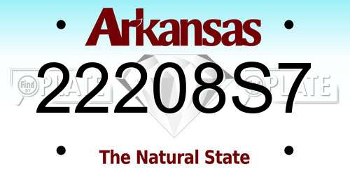22208S7 Arkansas License Plate