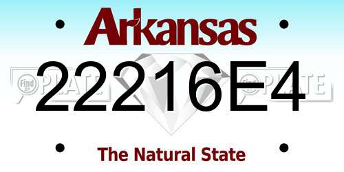 22216E4 Arkansas License Plate