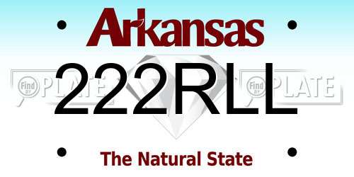 222RLL Arkansas License Plate