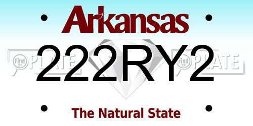 222RY2 Arkansas License Plate