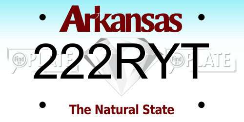 222RYT Arkansas License Plate