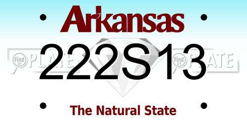 222S13 Arkansas License Plate