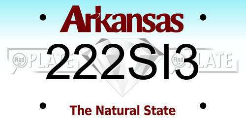 222SI3 Arkansas License Plate