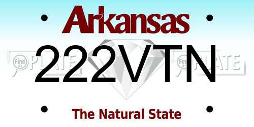 222VTN Arkansas License Plate