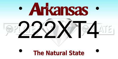 222XT4 Arkansas License Plate