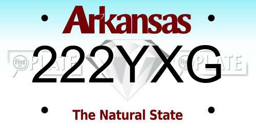 222YXG Arkansas License Plate