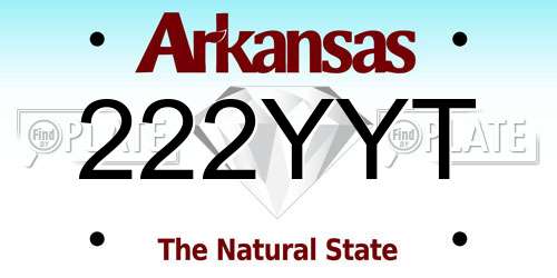 222YYT Arkansas License Plate