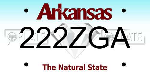 222ZGA Arkansas License Plate