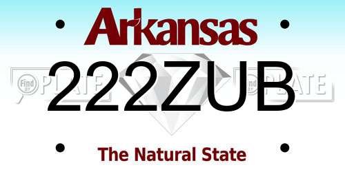 222ZUB Arkansas License Plate