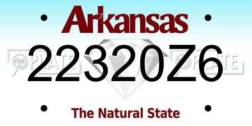 22320Z6 Arkansas License Plate