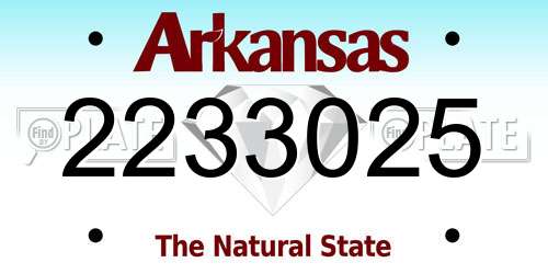 2233025 Arkansas License Plate