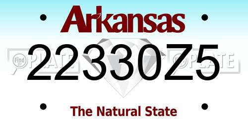 22330Z5 Arkansas License Plate