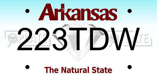 223TDW Arkansas License Plate
