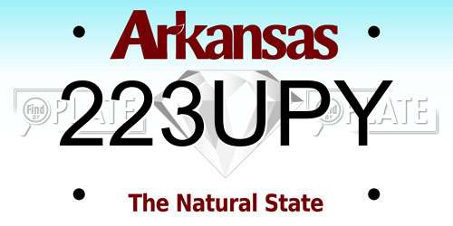 223UPY Arkansas License Plate