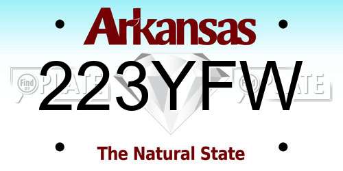 223YFW Arkansas License Plate