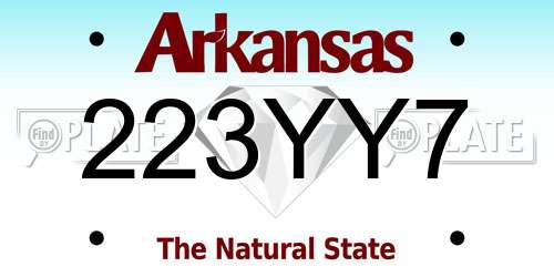 223YY7 Arkansas License Plate