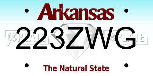 223ZWG Arkansas License Plate