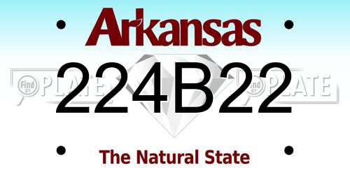 224B22 Arkansas License Plate