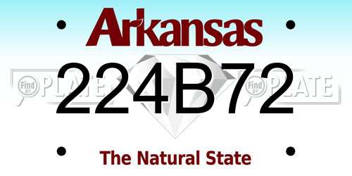 224B72 Arkansas License Plate
