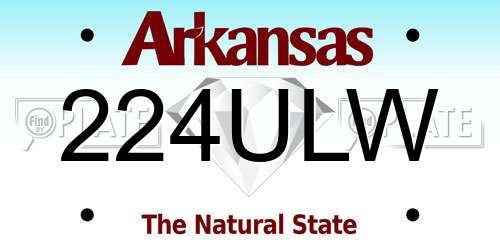 224ULW Arkansas License Plate
