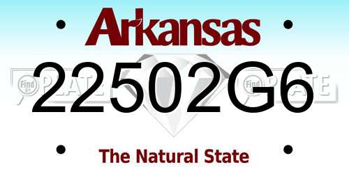 22502G6 Arkansas License Plate