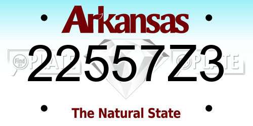 22557Z3 Arkansas License Plate