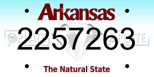 2257263 Arkansas License Plate