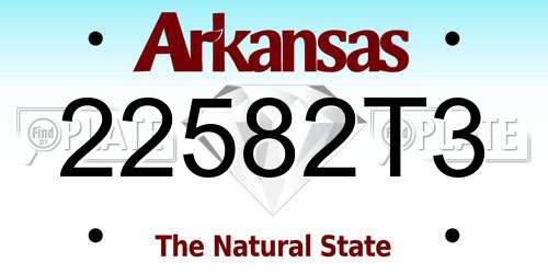 22582T3 Arkansas License Plate
