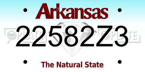 22582Z3 Arkansas License Plate