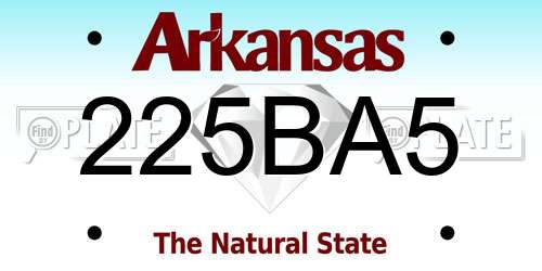 225BA5 Arkansas License Plate