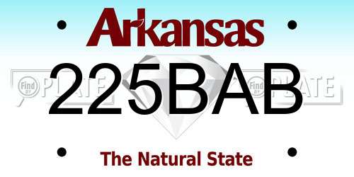 225BAB Arkansas License Plate