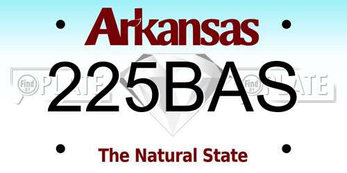 225BAS Arkansas License Plate