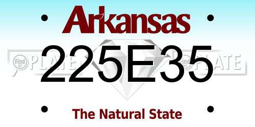 225E35 Arkansas License Plate