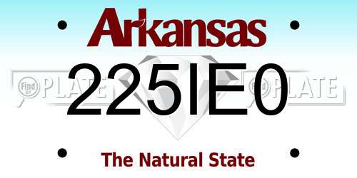 225IE0 Arkansas License Plate