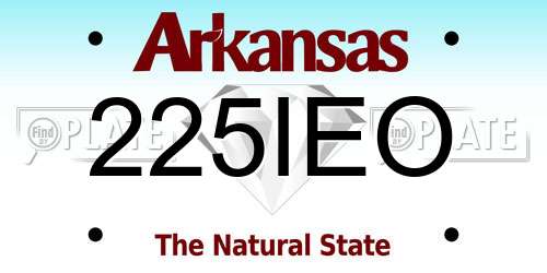 225IEO Arkansas License Plate