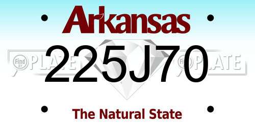 225J70 Arkansas License Plate