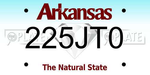 225JT0 Arkansas License Plate